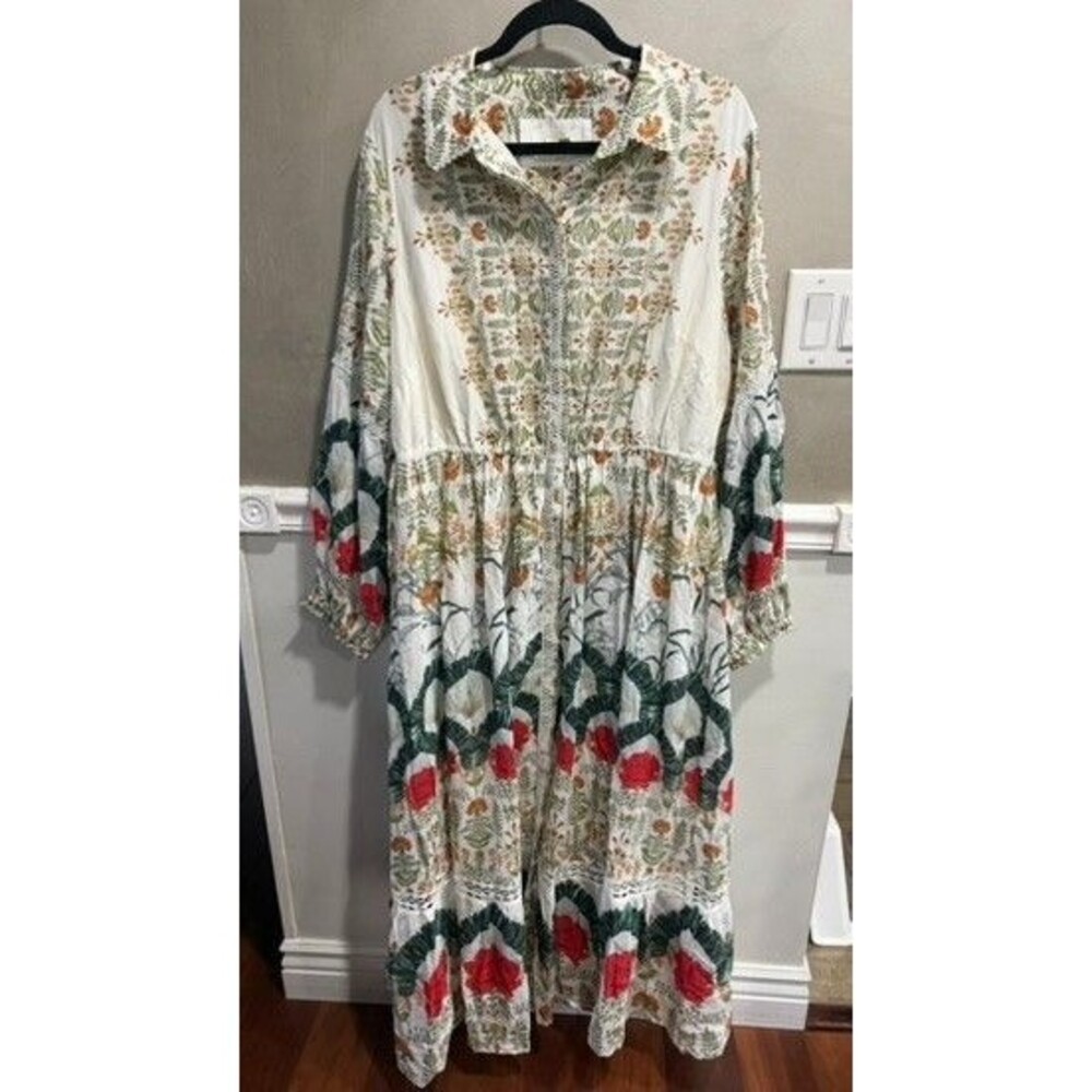 Anthropologie The Eleanora Long-Sleeve Maxi Shirt Dress 2X NEW - Picture 3 of 6